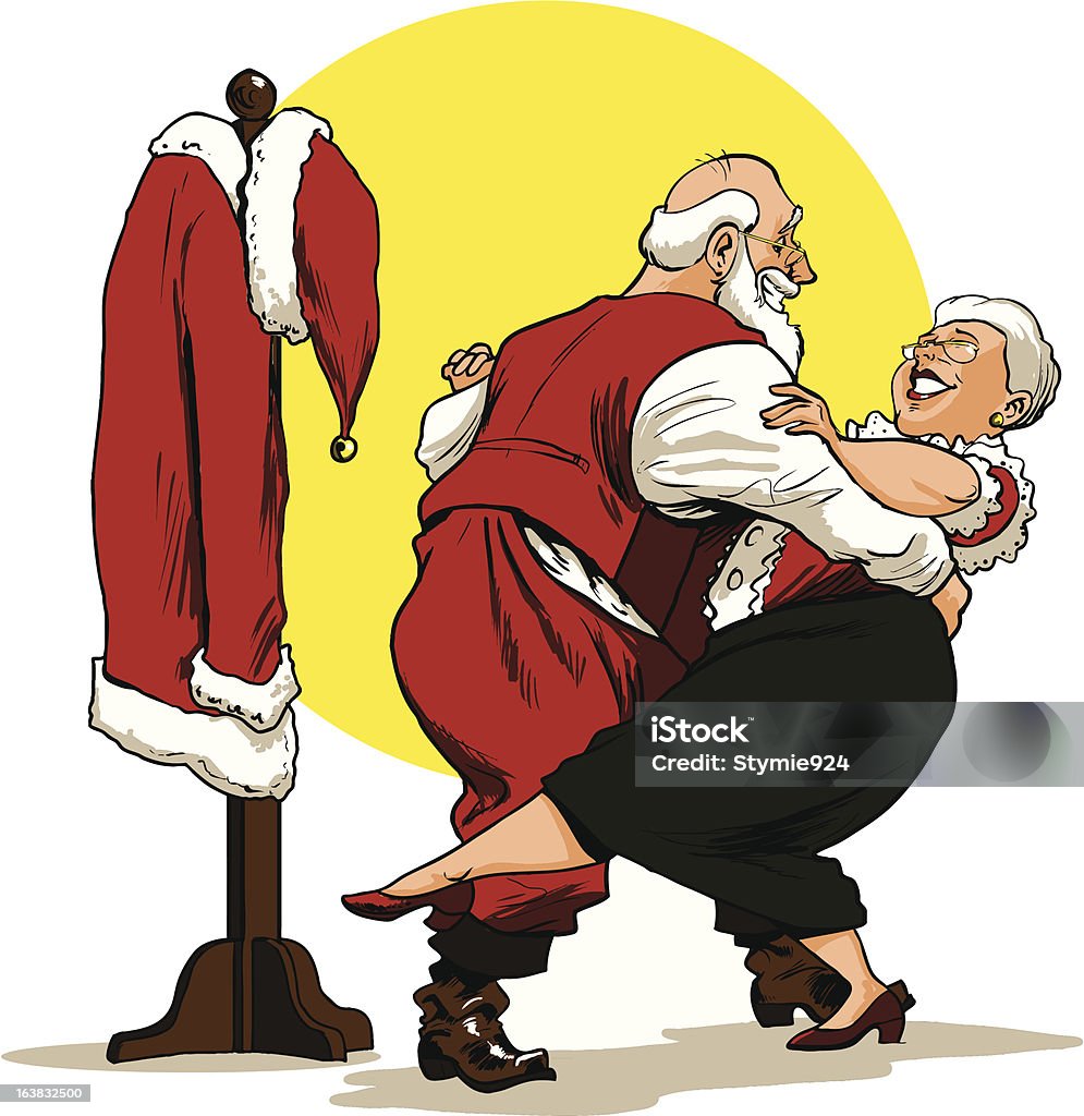Santa e Mamma Natale Danza - arte vettoriale royalty-free di Babbo Natale