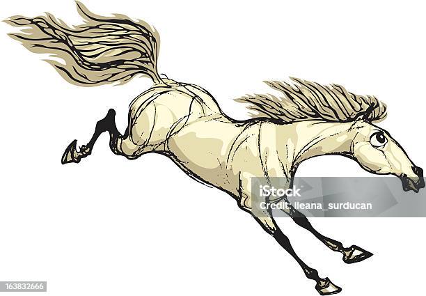 Cavallo Bianco In Esecuzione - Immagini vettoriali stock e altre immagini di Alzarsi su due zampe - Alzarsi su due zampe, Animale, Bianco