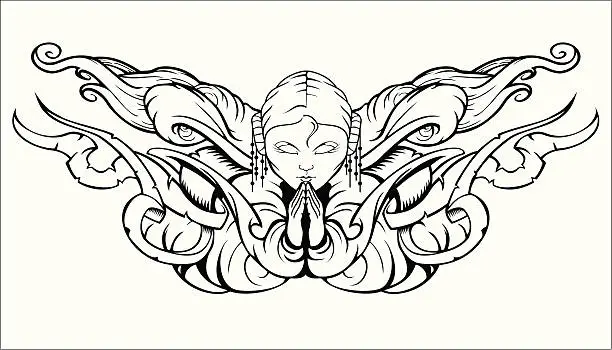 Vector illustration of Wind Blown Angel