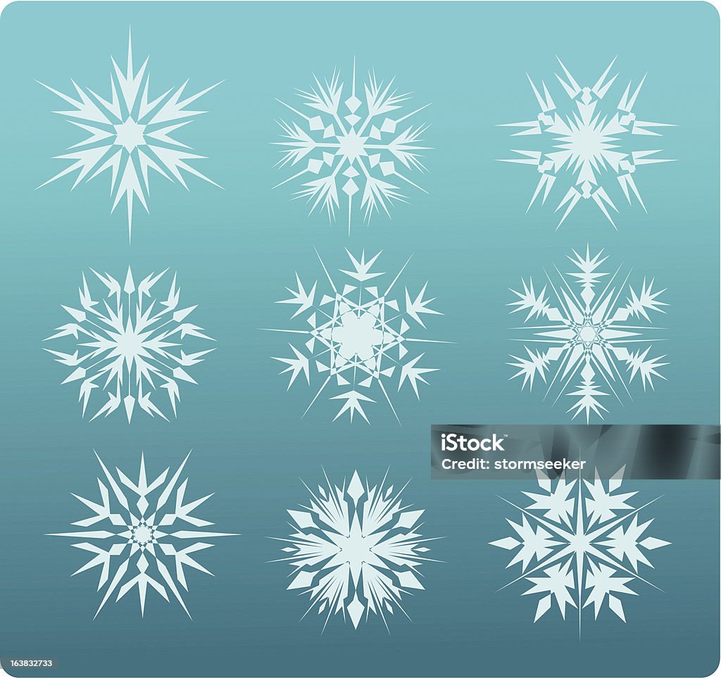 Snowflake set 9 isolated snowflakes Blue stock vector