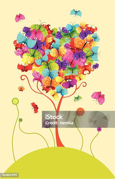 Easter Tree Stock Illustration - Download Image Now - Animal, Beauty In Nature, Butterfly - Insect