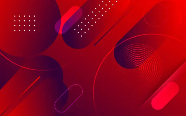 Vector illustration of Modern abstract dark red gradient geometric round circle shape background