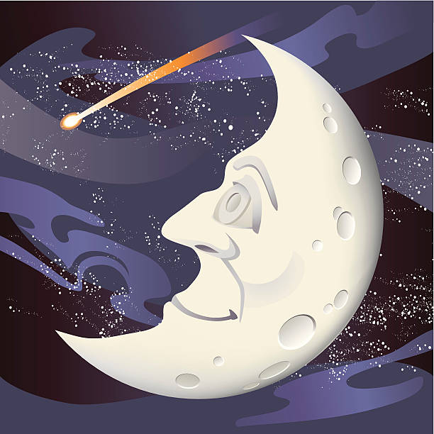 Man In The Moon Stock Illustration - Download Image Now - Backgrounds,  Cartoon, Cheerful - iStock