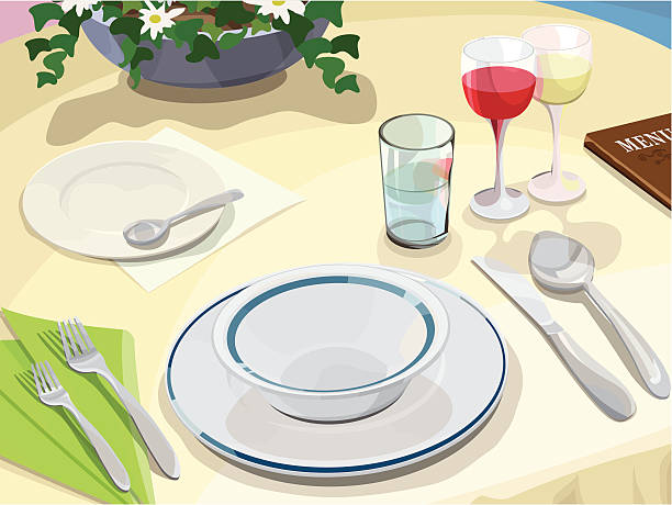 Dinner scene vector art illustration