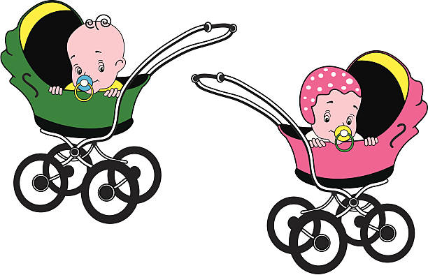 Two babies vector art illustration