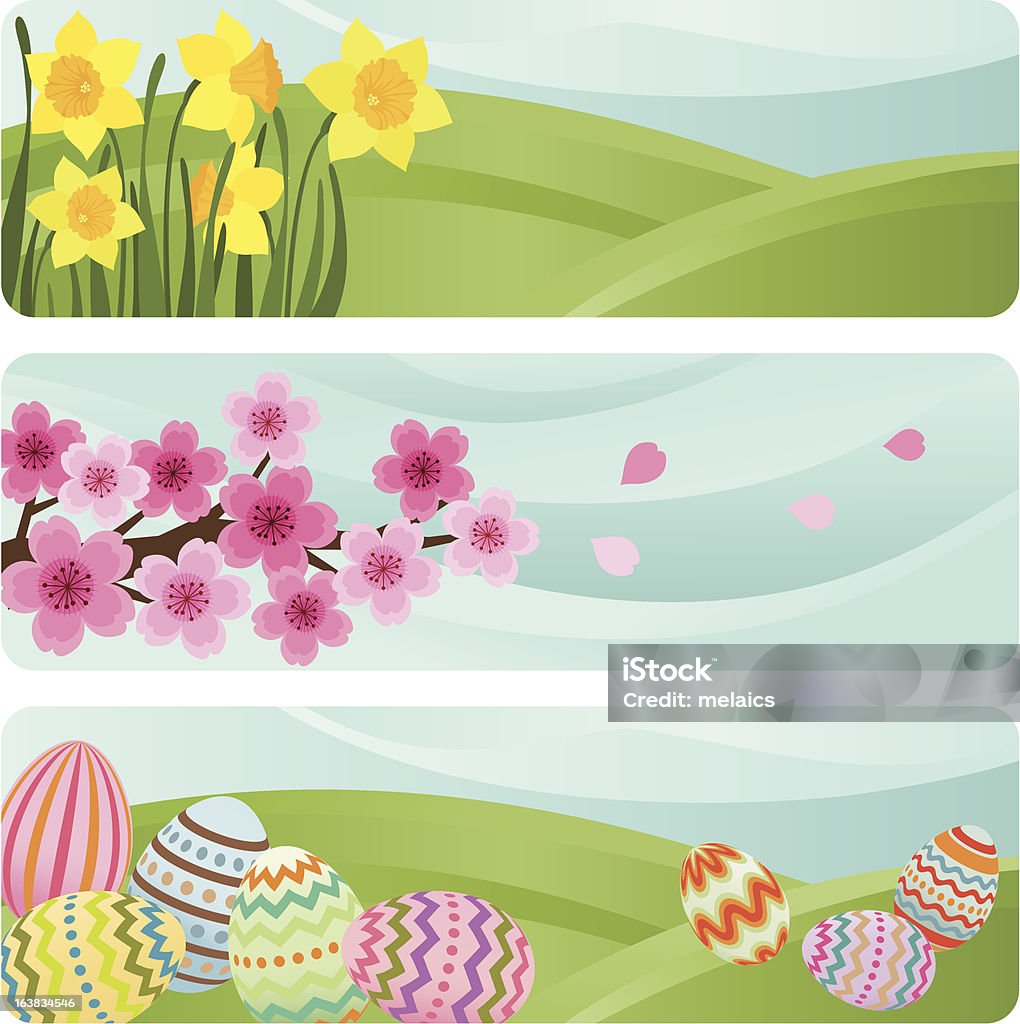 Bannières de Pâques - clipart vectoriel de Arbre en fleurs libre de droits