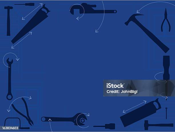 Ilustración de Frontera De Herramienta y más Vectores Libres de Derechos de Alicates - Alicates, Azul, Carpintería