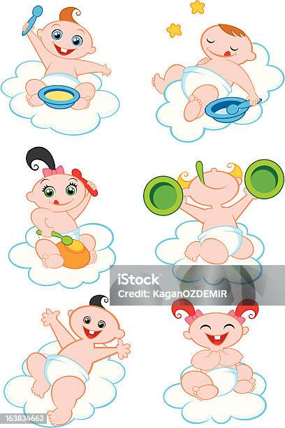Vetores de Linda Bebês e mais imagens de Bebê - Bebê, Brincalhão, Cloudscape