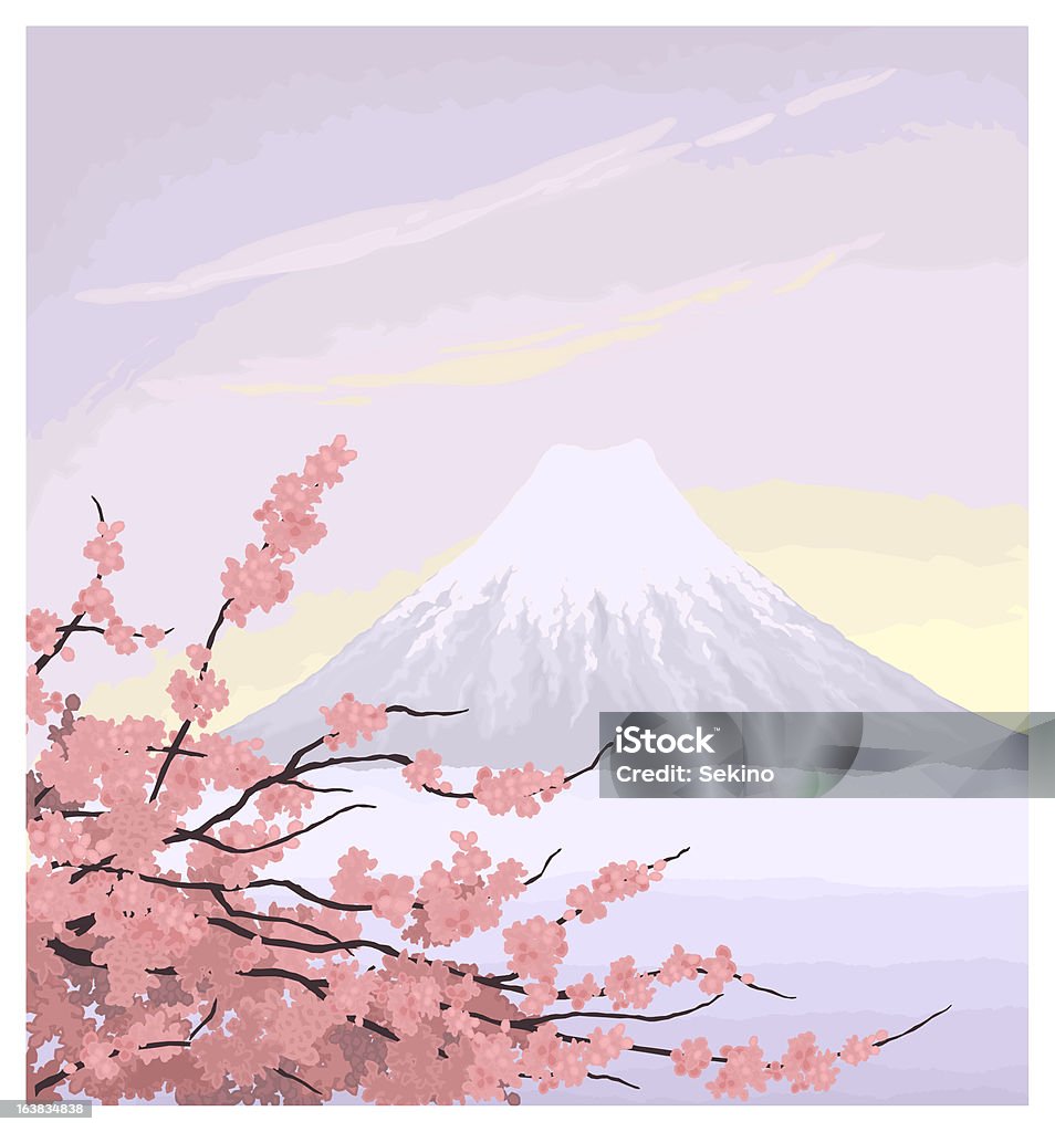 Monte Fuji, Giappone e di ciliegio - arte vettoriale royalty-free di Ciliegio