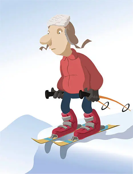 Vector illustration of Nervous Skier