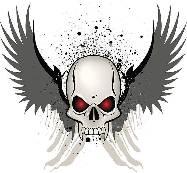 Evil skull emblem on white background vector art illustration