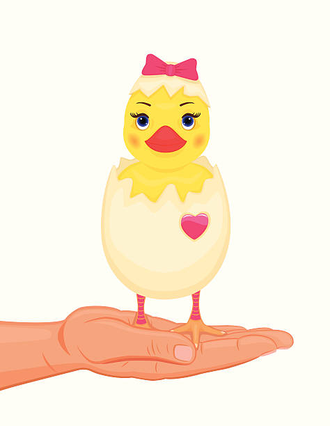 Cute Easter chick vector art illustration