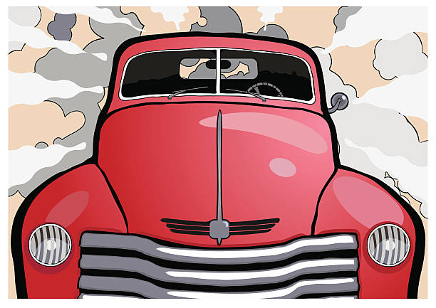 Speeding retro car vector art illustration