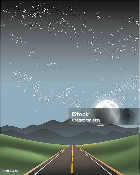 Noc Road - Stockowe grafiki wektorowe i więcej obrazów Droga - Droga, Grafika wektorowa, Gwiazda - Kosmos