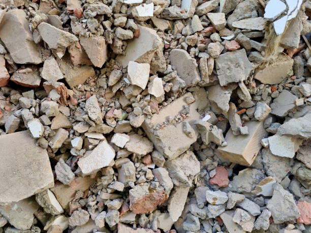 istock Repair. Construction garbage. Pile of broken bricks, concrete and ceramic tiles. Expressionism. Image for the background. 1638356209