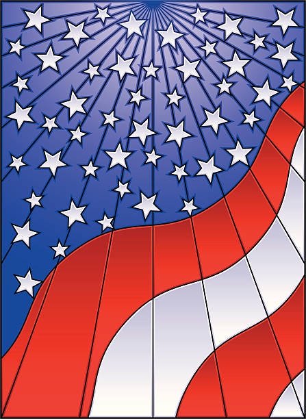 illustrations, cliparts, dessins animés et icônes de vitrail drapeau américain - flag glass striped fourth of july