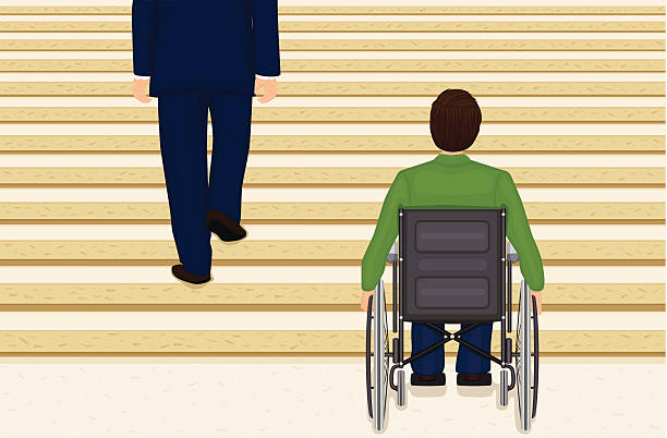 Helpless in a wheelchair vector art illustration