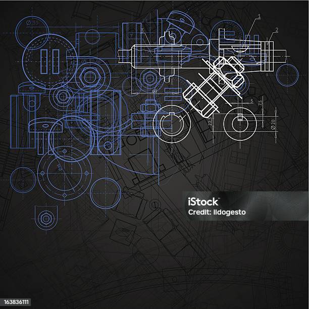 Industrielle Hintergrund Stock Vektor Art und mehr Bilder von Technische Zeichnung - Technische Zeichnung, Maschinenteil - Ausrüstung und Geräte, Ausrüstung und Geräte
