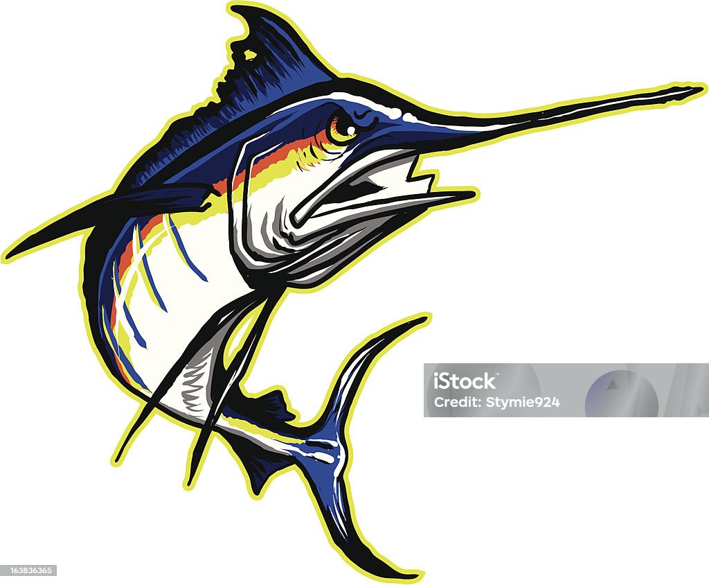 Angry Billfish An angry billfish caricature. Fish stock vector