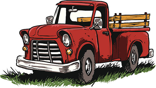 Vintage Pickup Truck Stock Illustration - Download Image Now - Pick-up Truck,  Antique, Cartoon - iStock