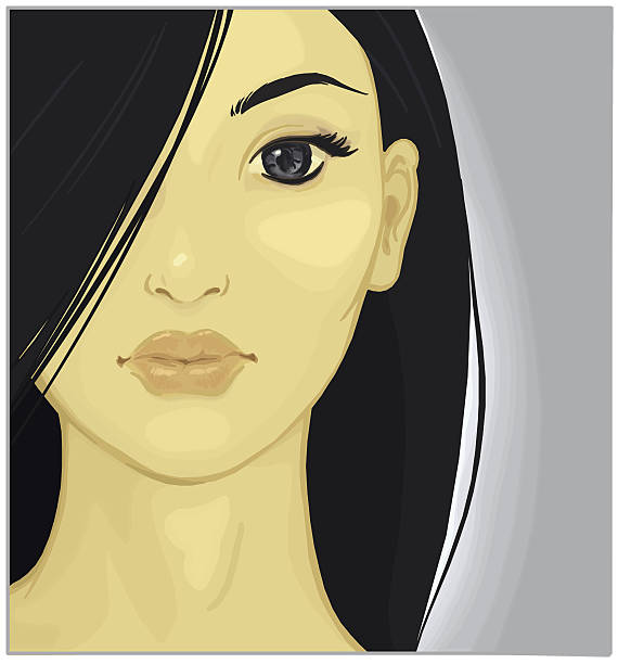 Beautiful Young Woman's Face vector art illustration