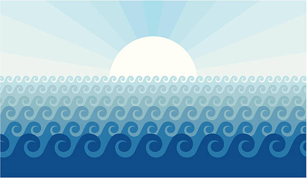 sea blue waves phon vector art illustration