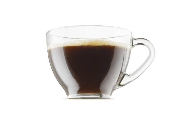 istock Espresso in a glass mug with a handle. Black Coffee in a glass mug. 1638368975