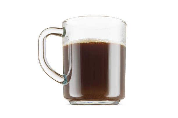 istock Black coffee in a glass mug. Espresso in a glass mug with a handle. 1638368978