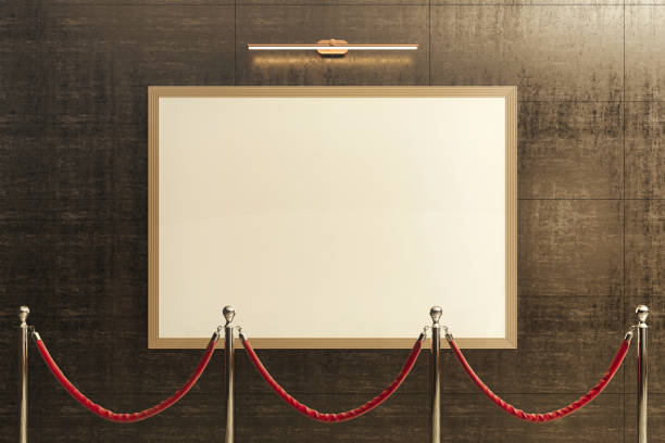 istock Museum Horizontal Frame Velvet Rope Mockup 1638370544
