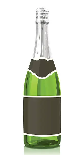 Vector illustration of Bottle classical Champagne wine with black label