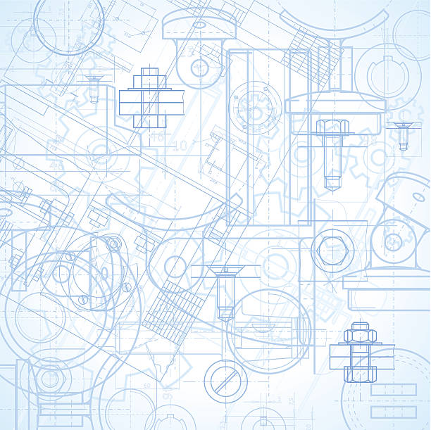industrielle hintergrund - nut blueprint work tool construction stock-grafiken, -clipart, -cartoons und -symbole