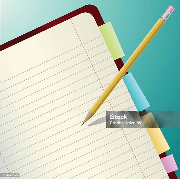 Ilustración de Artículos De Papelería y más Vectores Libres de Derechos de Azul - Azul, Cuaderno de apuntes, Goma de borrar