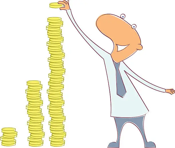 Vector illustration of man with coins