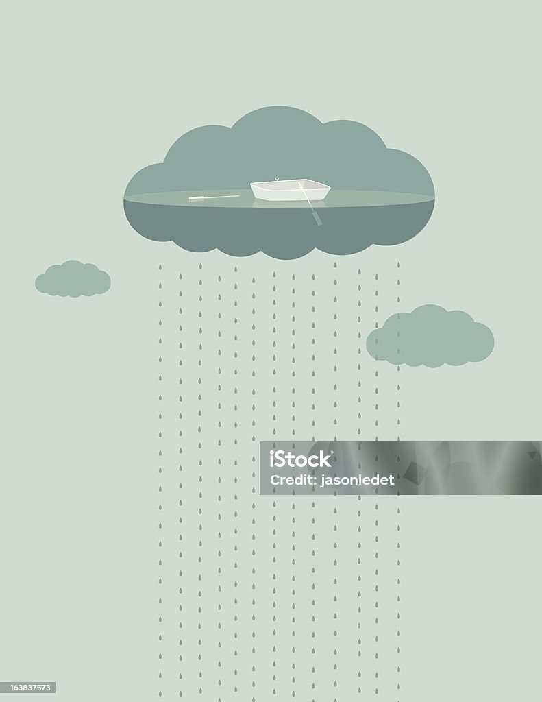 Boot und Cloud - Lizenzfrei Fallendes Gewässer Vektorgrafik