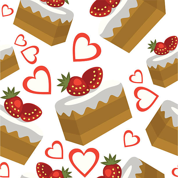 Seamless berry and cake ornament 275 vector art illustration