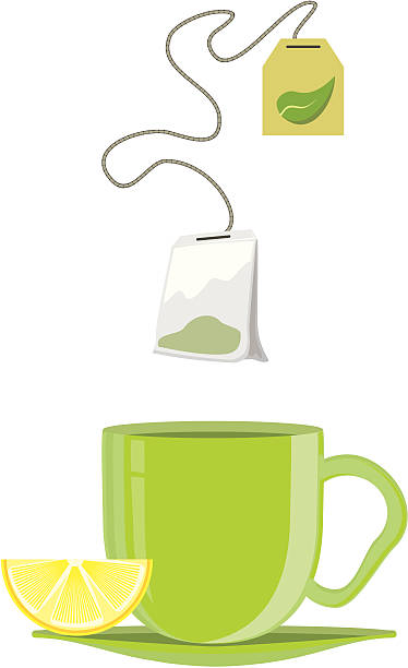 green tea bag vector art illustration