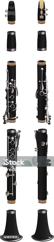 Parti di un clarinetto - arte vettoriale royalty-free di Clarinetto