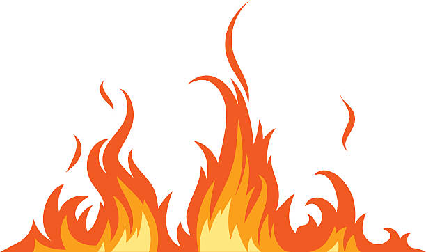 Illustration of red, orange and yellow fire flames on white vector art illustration