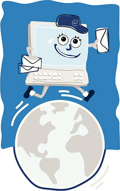 Computer Mailman vector art illustration