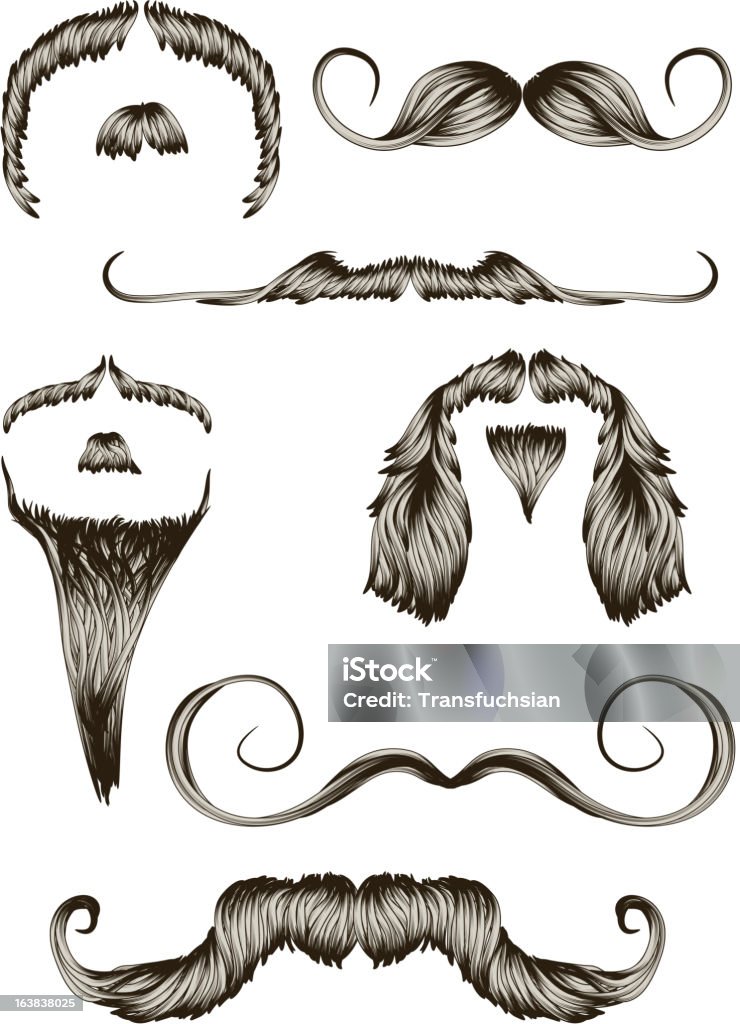 Ensemble de la moustache dessinés à la main - clipart vectoriel de Barbe libre de droits