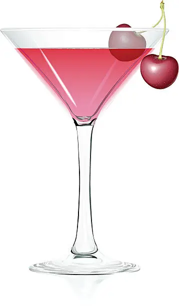 Vector illustration of Cocktail glass Cherries