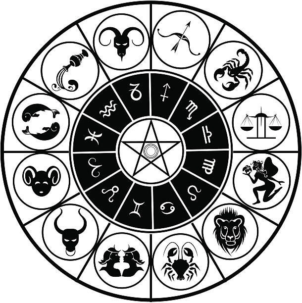 zodiac sign vector black circle vector art illustration