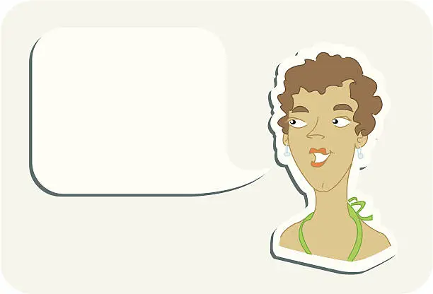 Vector illustration of Woman (earrings) with speech bubble
