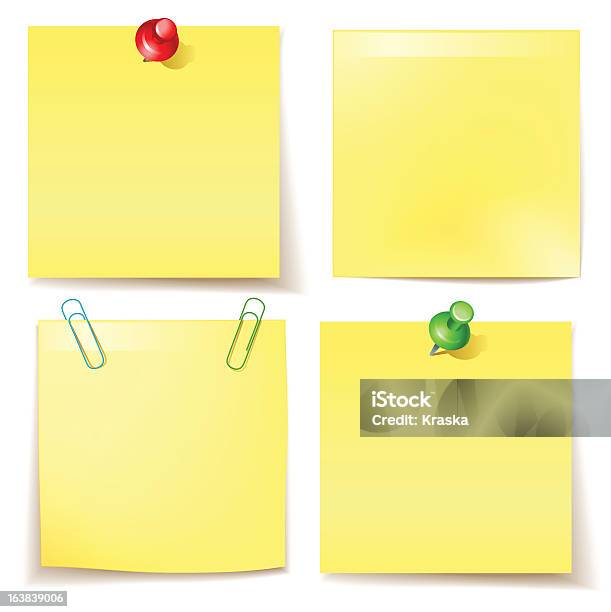 Vetores de Conjunto De Adesivos Papel Amarelo e mais imagens de Amarelo - Amarelo, Atado, Clip Art