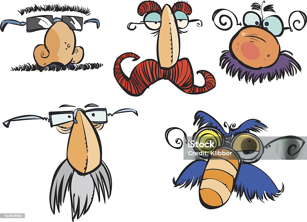 Collection Of Some Funny Mask Stock Illustration - Download Image Now -  Eyebrow, Mustache, Cartoon - iStock