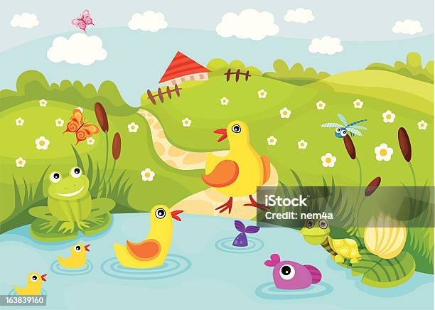 연못 개구리에 대한 스톡 벡터 아트 및 기타 이미지 - 개구리, 수련속, 꽃-식물 - Istock