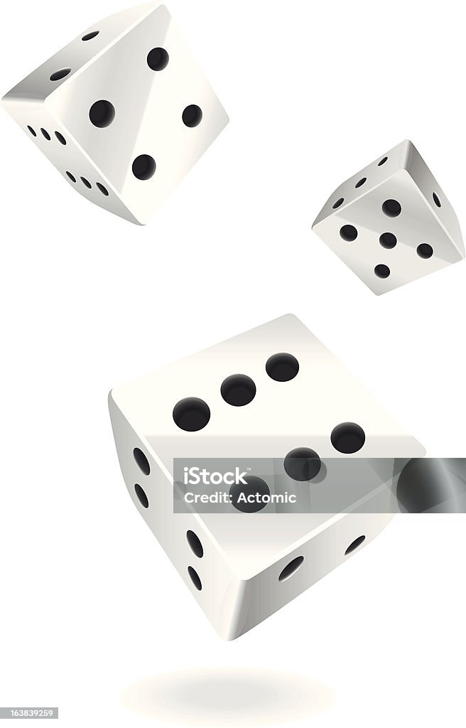 Rolling says Illustrated rolling dice.  File includes AI8 file and highres JPEG with clipping path. Arts Culture and Entertainment stock vector