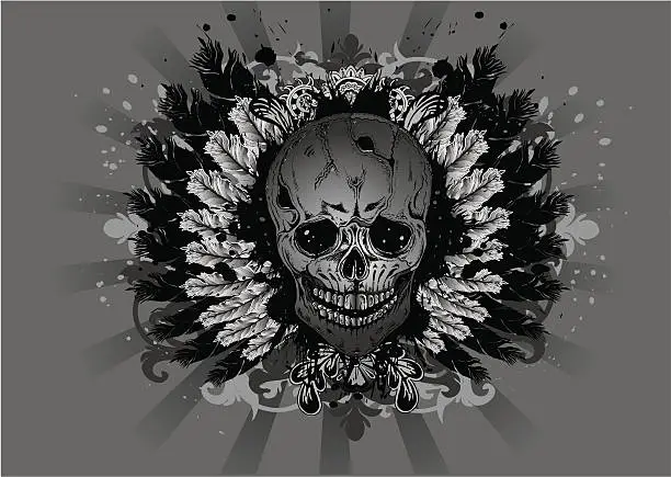 Vector illustration of Skull Flourish