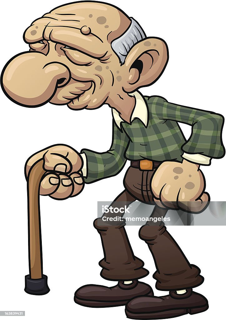 Cartoon Grandfather Stock Illustration - Download Image Now - Senior Men,  Walking Cane, Cartoon - iStock