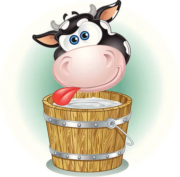 Vector illustration of Cow and Bucket